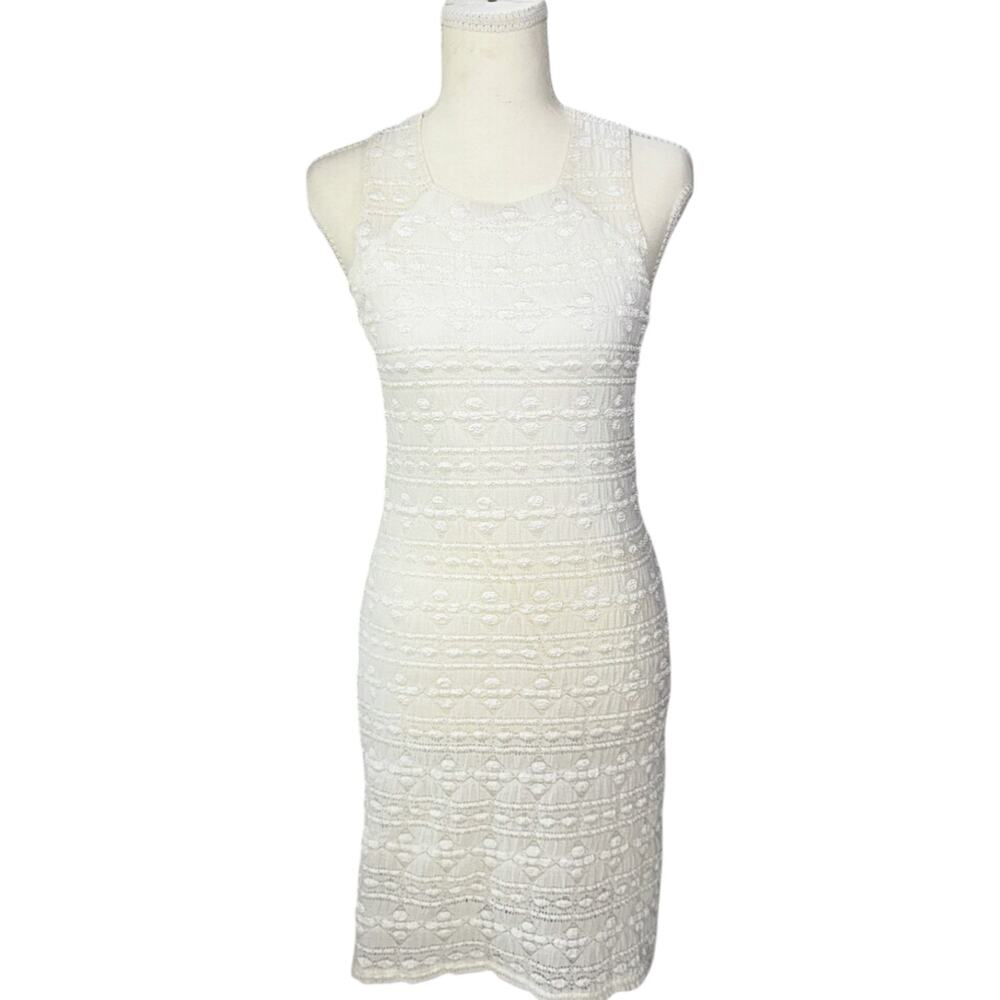 Aqua White Lace Sheath Dress M Bridal Shower Hamptons Coastal Chic Garden Party